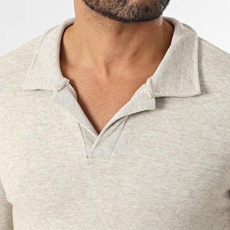 KZR - Polo de manga larga 063 Beige Chiné
