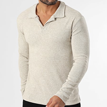 KZR - Polo de manga larga 063 Beige Chiné