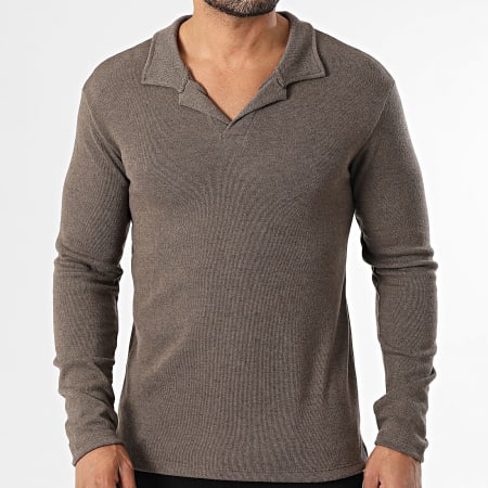 KZR - Polo Manches Longues 063 Taupe Chiné
