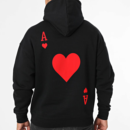 Luxury Lovers - Sudadera relajada con capucha The Ace Of Hearts Rojo Dorso Negro