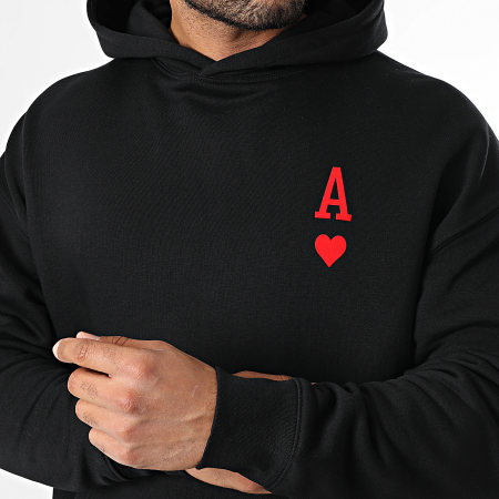 Luxury Lovers - Sudadera relajada con capucha The Ace Of Hearts Rojo Dorso Negro
