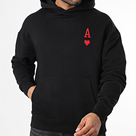 Luxury Lovers - Sudadera relajada con capucha The Ace Of Hearts Rojo Dorso Negro