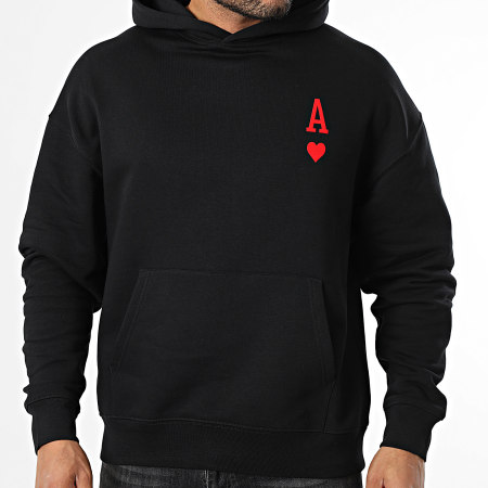 Luxury Lovers - Sudadera relajada con capucha The Ace Of Hearts Rojo Dorso Negro