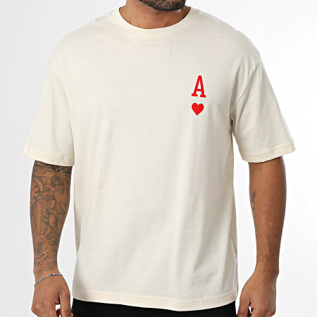 Luxury Lovers - Tee Shirt Oversize The Ace Of Hearts Rouge Back Beige