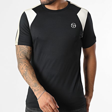 Sergio Tacchini - Tee Shirt A Bande Apice 41154 Nero Beige