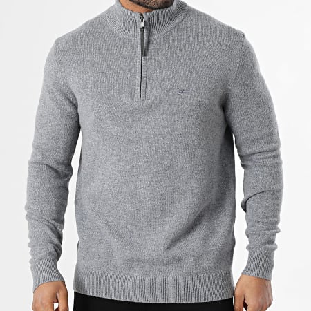 Superdry - Mezcla de lana M6110688A Jersey jaspeado azul marino con cremallera y cuello alto