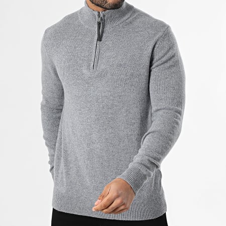 Superdry - Mezcla de lana M6110688A Jersey jaspeado azul marino con cremallera y cuello alto