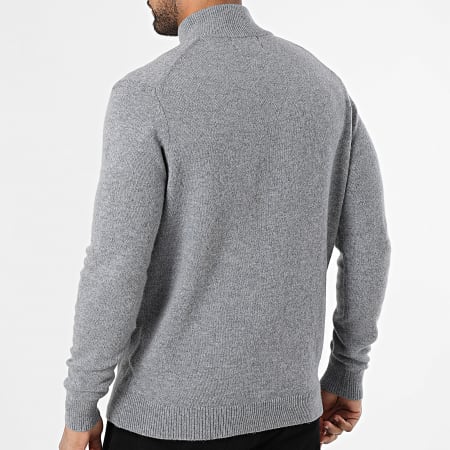 Superdry - Mezcla de lana M6110688A Jersey jaspeado azul marino con cremallera y cuello alto