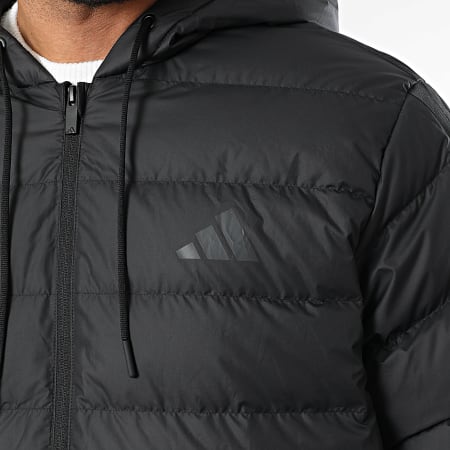 Adidas Sportswear - Doudoune Capuche Longue A Bandes Essential 3 Stripes JM4061 Noir