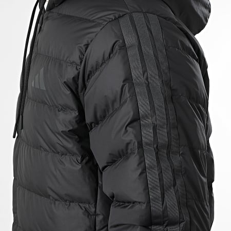 Adidas Sportswear - Doudoune Capuche Longue A Bandes Essential 3 Stripes JM4061 Noir