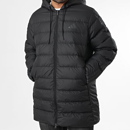 Adidas Sportswear - Doudoune Capuche Longue A Bandes Essential 3 Stripes JM4061 Noir