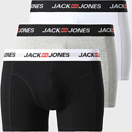 Jack And Jones - Lot De 3 Boxers Corp Old Logo Noir Blanc Gris Chiné