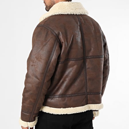 Jack And Jones - Veste Simili Cuir Zippée Liverpool Aviator Marron