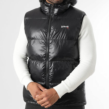 Schott NYC - Columbus 2V Chaqueta sin mangas con capucha Negro