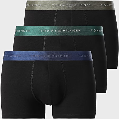 Tommy Hilfiger - Lot De 3 Boxers 3411 Noir Vert Kaki Vert Foncé Bleu Marine