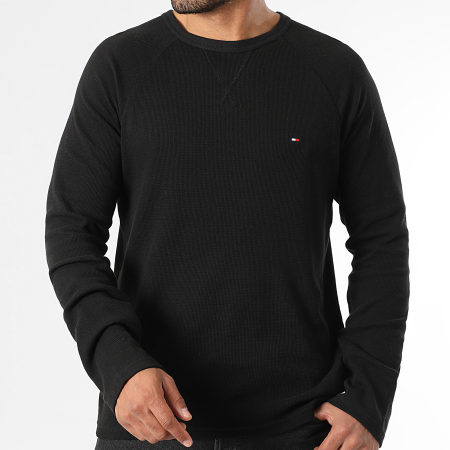 Tommy Hilfiger - Tee Shirt Manches Longues Waffle 3816 Noir