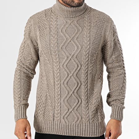 Armita - Maglione marrone chiaro 157 con scollo a rotelle