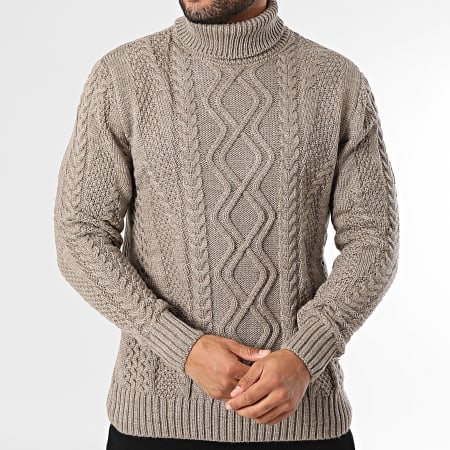 Armita - Maglione marrone chiaro 157 con scollo a rotelle