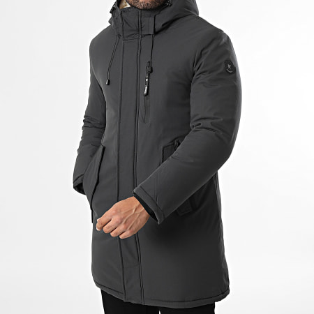 Kymaxx - Parka Capuche Bleu Gris Anthracite