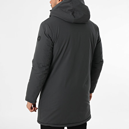 Kymaxx - Parka Capuche Bleu Gris Anthracite
