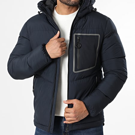 Kymaxx - Plumífero con Capucha Azul Marino