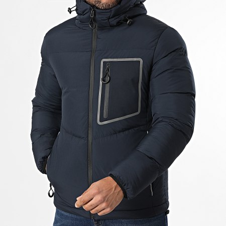 Kymaxx - Plumífero con Capucha Azul Marino