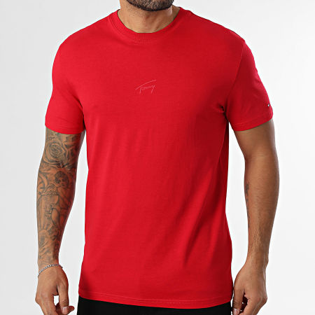 Tommy Jeans - Tee Shirt Regular Fit Tonal Signature 2138 Rouge