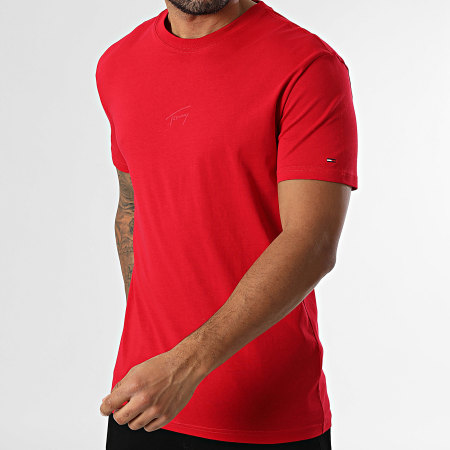 Tommy Jeans - Tee Shirt Regular Fit Tonal Signature 2138 Rouge