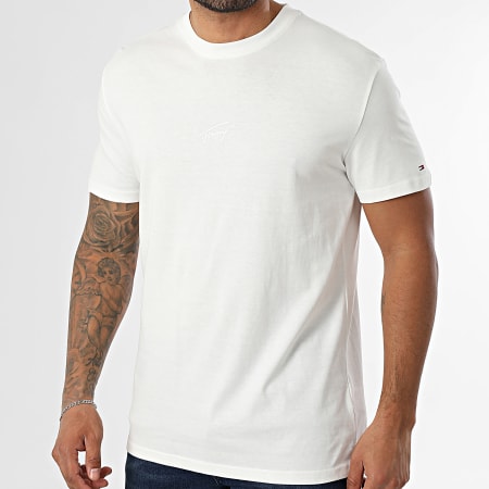 Tommy Jeans - Tee Shirt Regular Fit Tonal Signature 2138 Blanc