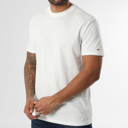 Tommy Jeans - Tee Shirt Regular Fit Tonal Signature 2138 Blanc
