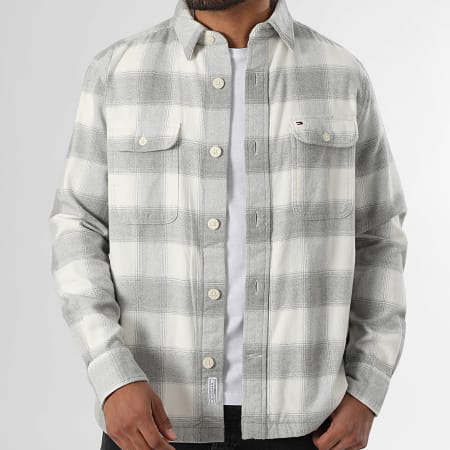 Chemise Homme Goodfellow – Manches Longues, Boutonnée, Motif Vichy Gris Et Blanc, Taille M