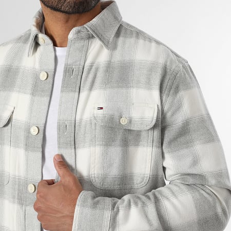 Chemise Homme Goodfellow – Manches Longues, Boutonnée, Motif Vichy Gris Et Blanc, Taille M