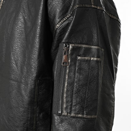 Uniplay - Chaqueta bomber de piel sintética 896 Negro