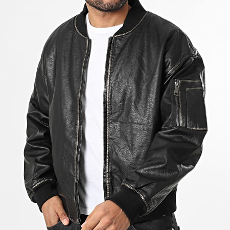 Uniplay - Chaqueta bomber de piel sintética 896 Negro