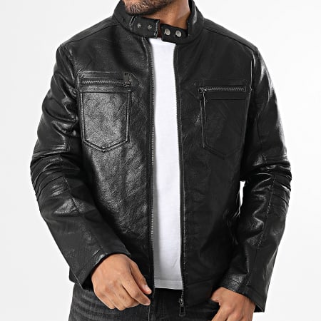 Uniplay - Chaqueta Biker de Simil Cuero 509 Negro