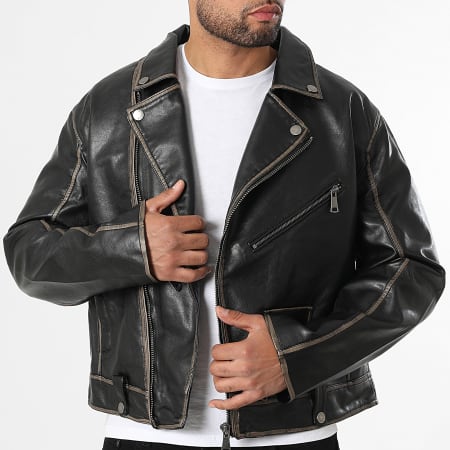 Uniplay - Chaqueta Biker Simili Cuero 898 Negro