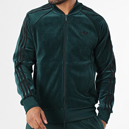 Adidas Originals - Ensemble De Survetement Velours A Bandes SST Adicolor JX1564 JX1551 Vert Bouteille