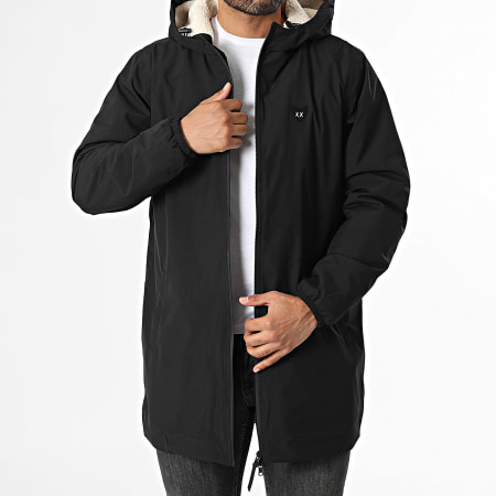 Luxury Lovers - Parka Sherpa Capuche Black Heart Embroidery Noir