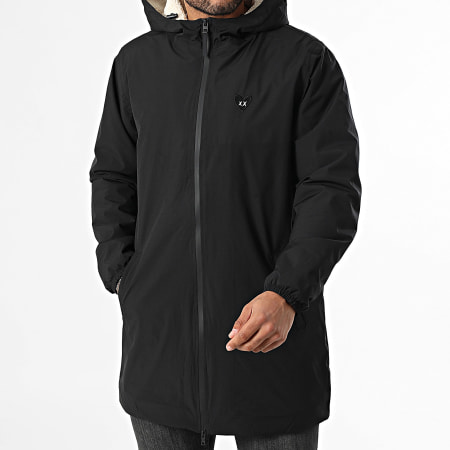 Luxury Lovers - Parka Sherpa Capuche Black Heart Embroidery Noir