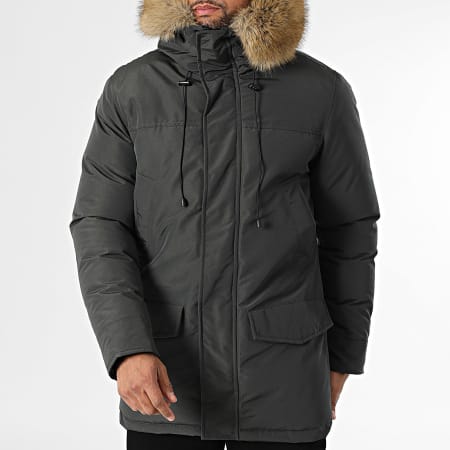 Frilivin - Parka con capucha de piel H80 Gris marengo