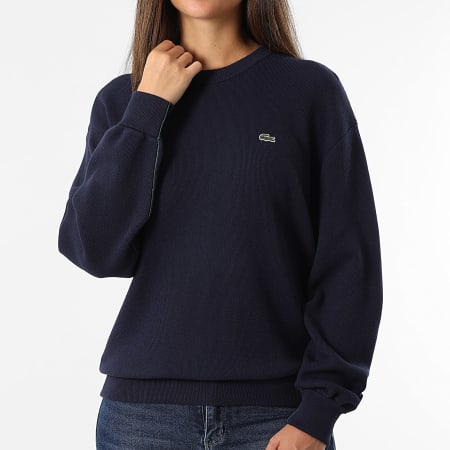 Lacoste - Pull Femme Logo Brodé Crocodile Bleu Marine