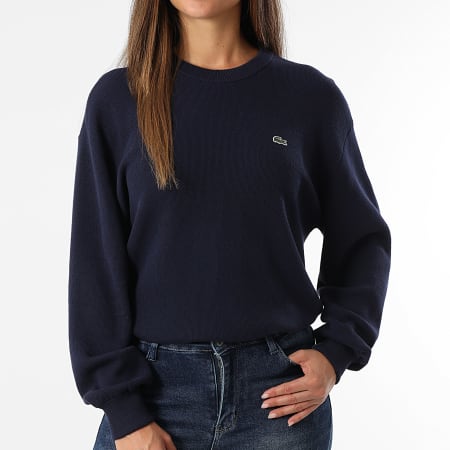 Lacoste - Pull Femme Logo Brodé Crocodile Bleu Marine
