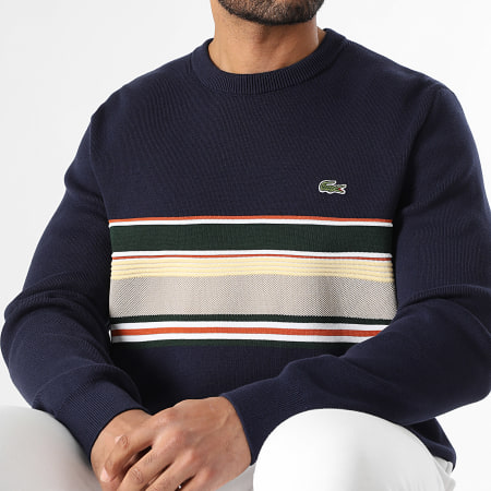 Lacoste - Pull Classic Fit Logo Brodé Crocodile Bleu Marine