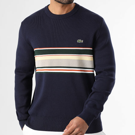 Lacoste - Pull Classic Fit Logo Brodé Crocodile Bleu Marine
