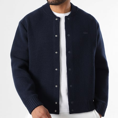 Lacoste - Chaqueta abotonada con logo de cocodrilo bordado azul marino