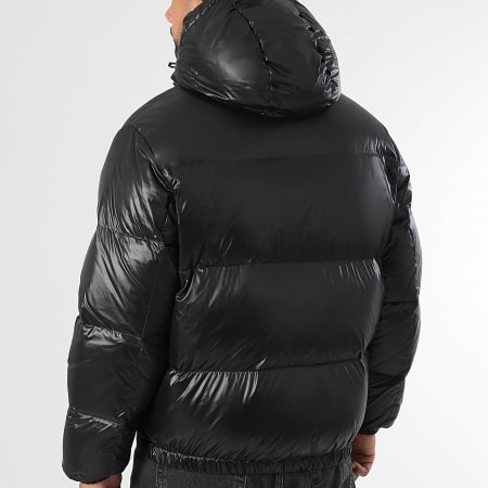 Lacoste - Doudoune Capuche Logo Brodé Crocodile Ton Sur Ton Noir