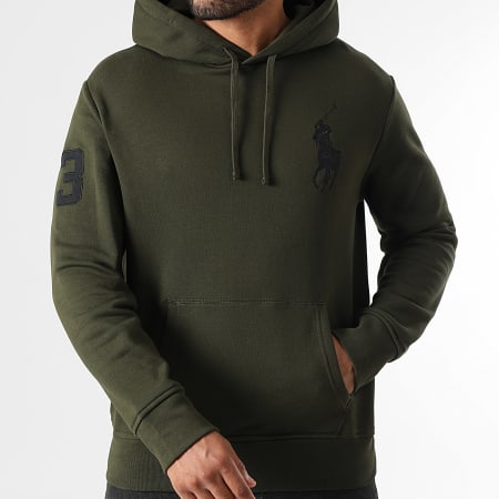 Polo Ralph Lauren - Sweat Capuche Big Player Vert Kaki Foncé Noir