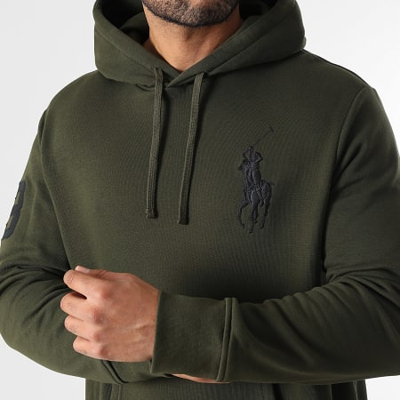 Polo Ralph Lauren - Sweat Capuche Big Player Vert Kaki Foncé Noir