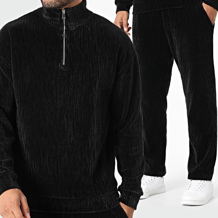 Classic Series - Ensemble Sweat Col Zippé Et Pantalon Velours C22 Noir
