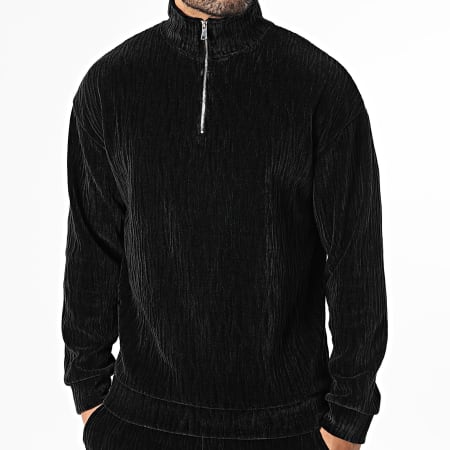 Classic Series - Ensemble Sweat Col Zippé Et Pantalon Velours C22 Noir